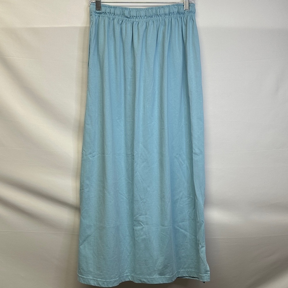 CW Classics Light Blue 100% Cotton Maxi Skirt with Drawstring Waist Pockets M - Picture 3 of 5